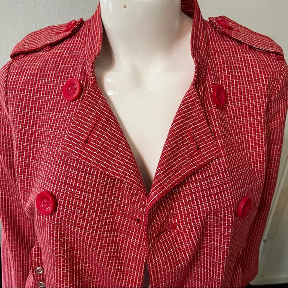 Marc Jacobs Red Tweed Cropped Belted Jacket Sz S - Picture 5 of 12